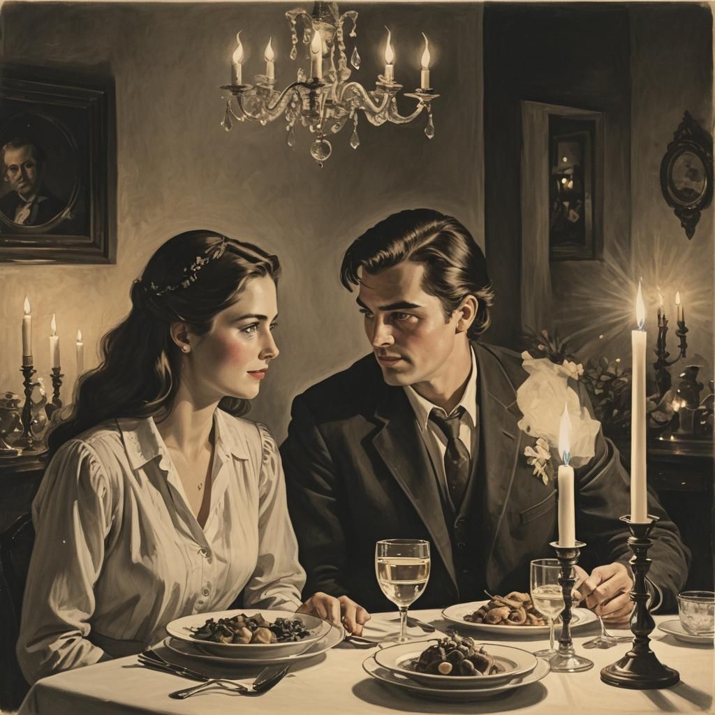 Couple's Candlelit Dinner in J.G. Quintel Style