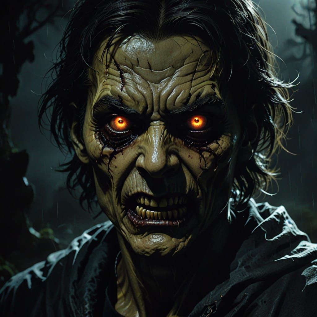 Terrifying Goosebump Face in Ominous Lighting