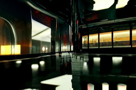 Cyberpunk Auditorium with Dramatic Lighting