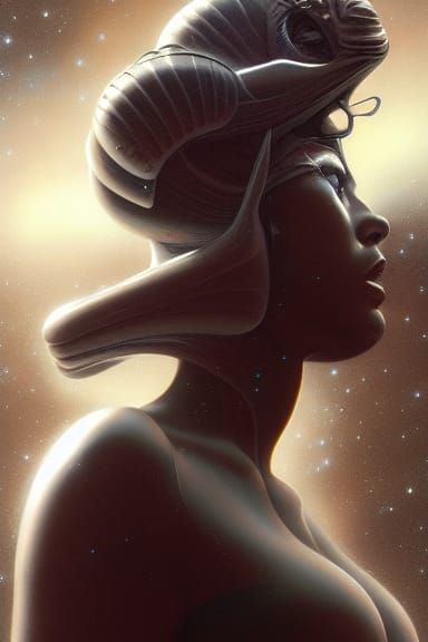 Sci-Fi Space Portrait in Airbrush Style