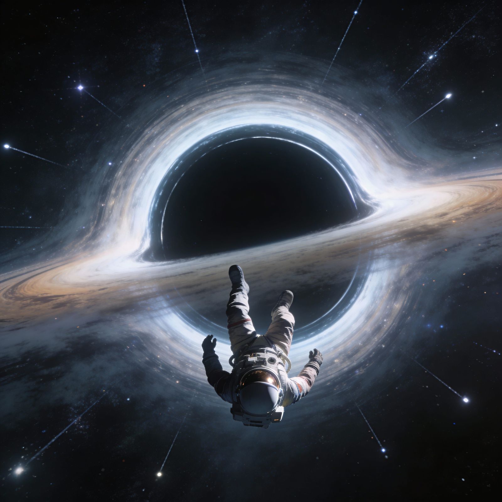 Astronaut Falls Towards Scientifically Accurate Black Hole