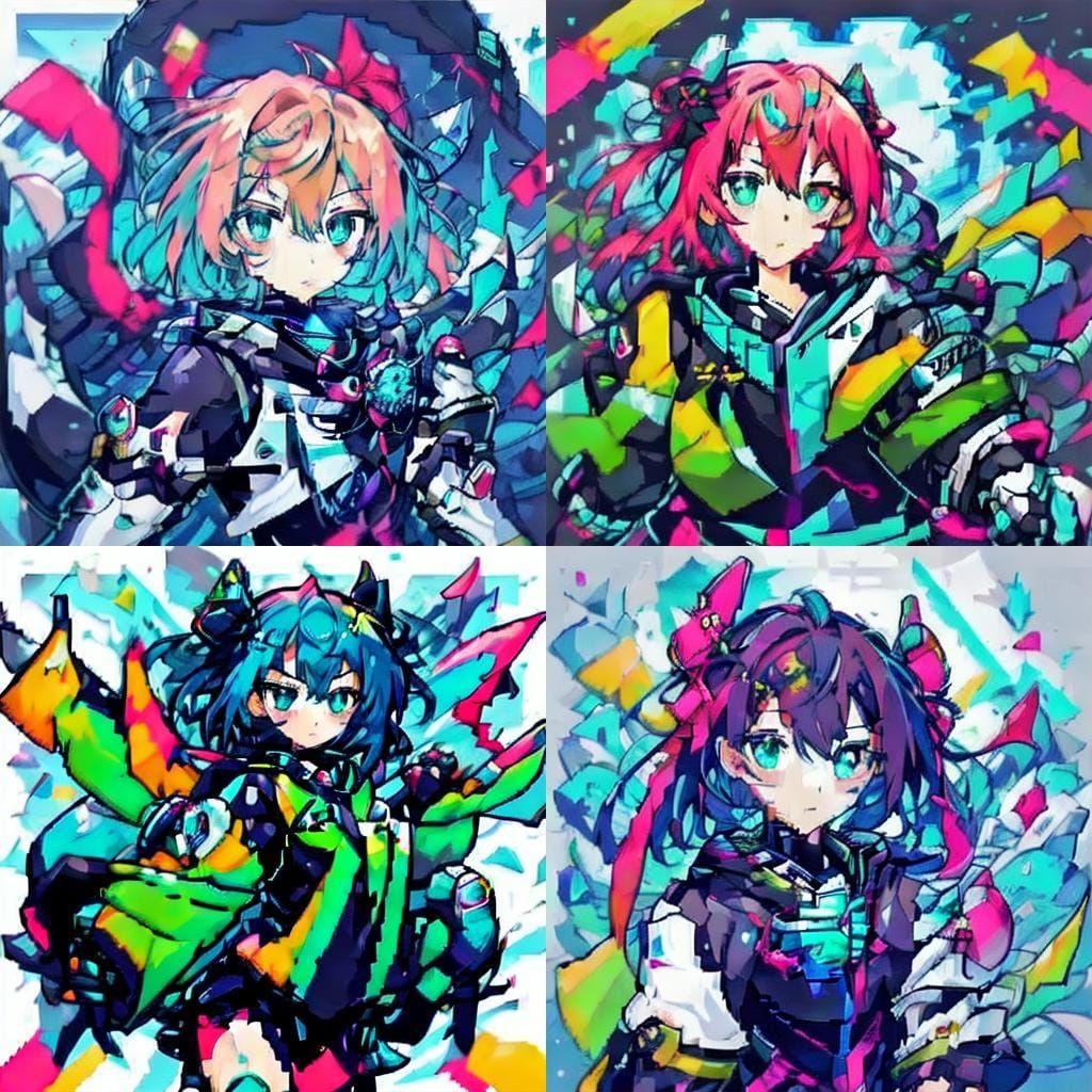 Pixelated Anime Girl in Bikini, Manga Style