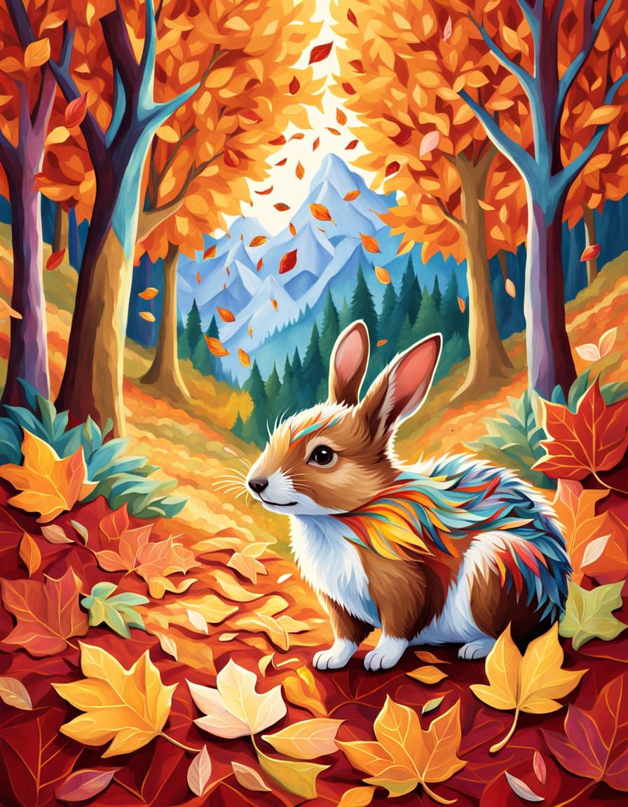 Cute Animals Frolicking in Autumn Leaves