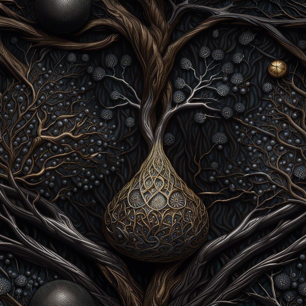 Tree of Life Inside Pearl: Dark Fantasy Concept Art