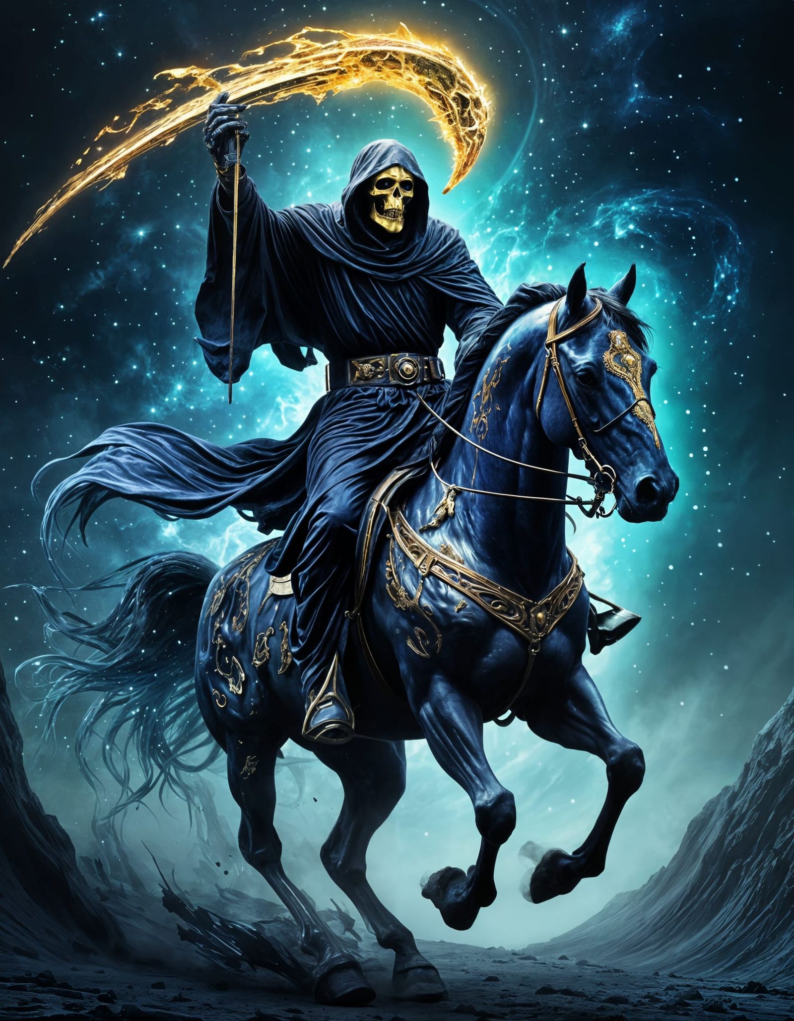 Grim Reaper on Horse in Crystal Universe