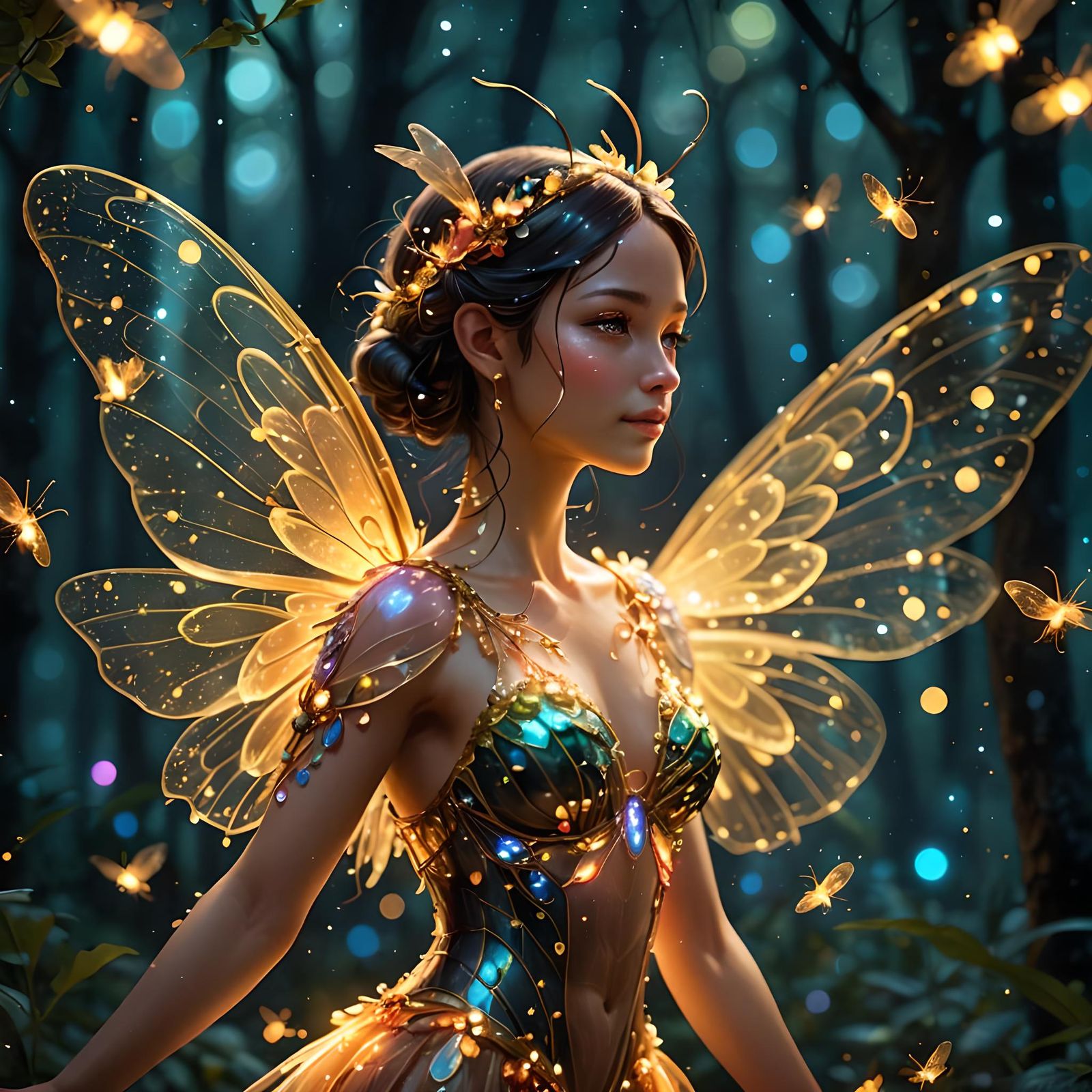 Magical Firefly in Agartha's Illuminated Forest