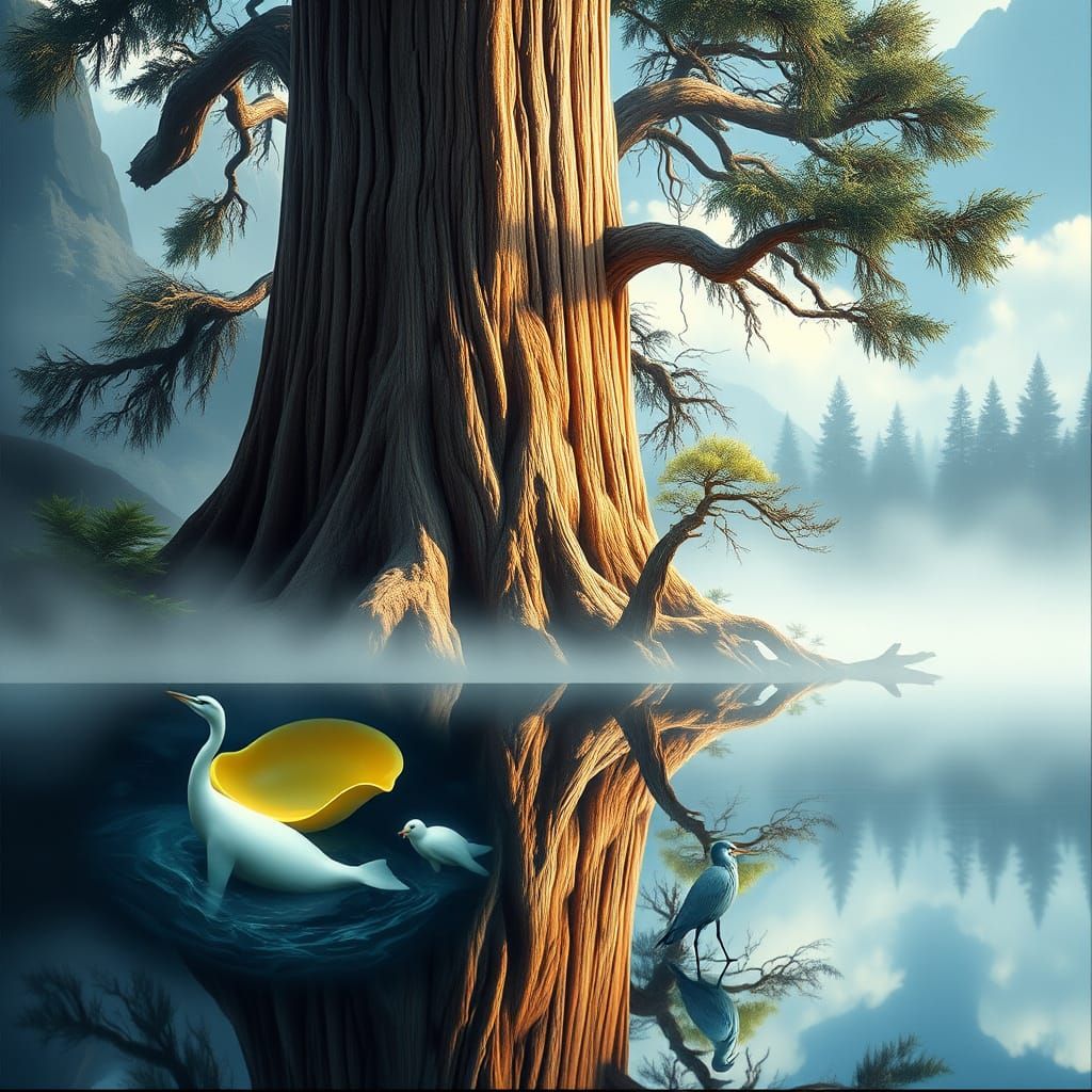 Goddess Sequoia Tree Reflected in Mirror Lake