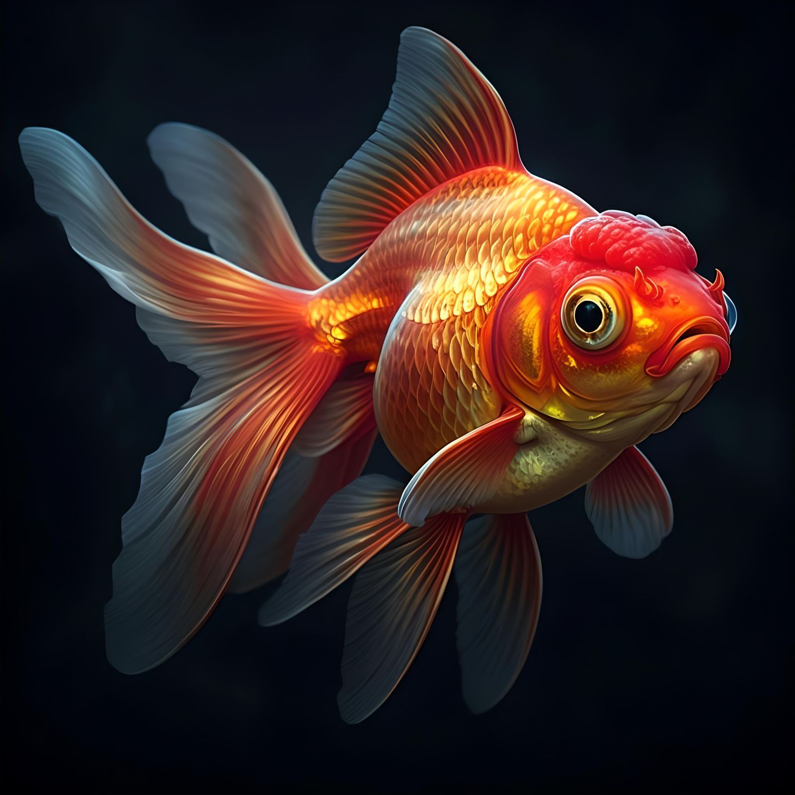 Hyperdetailed Goldfish in Dark Fantasy Style