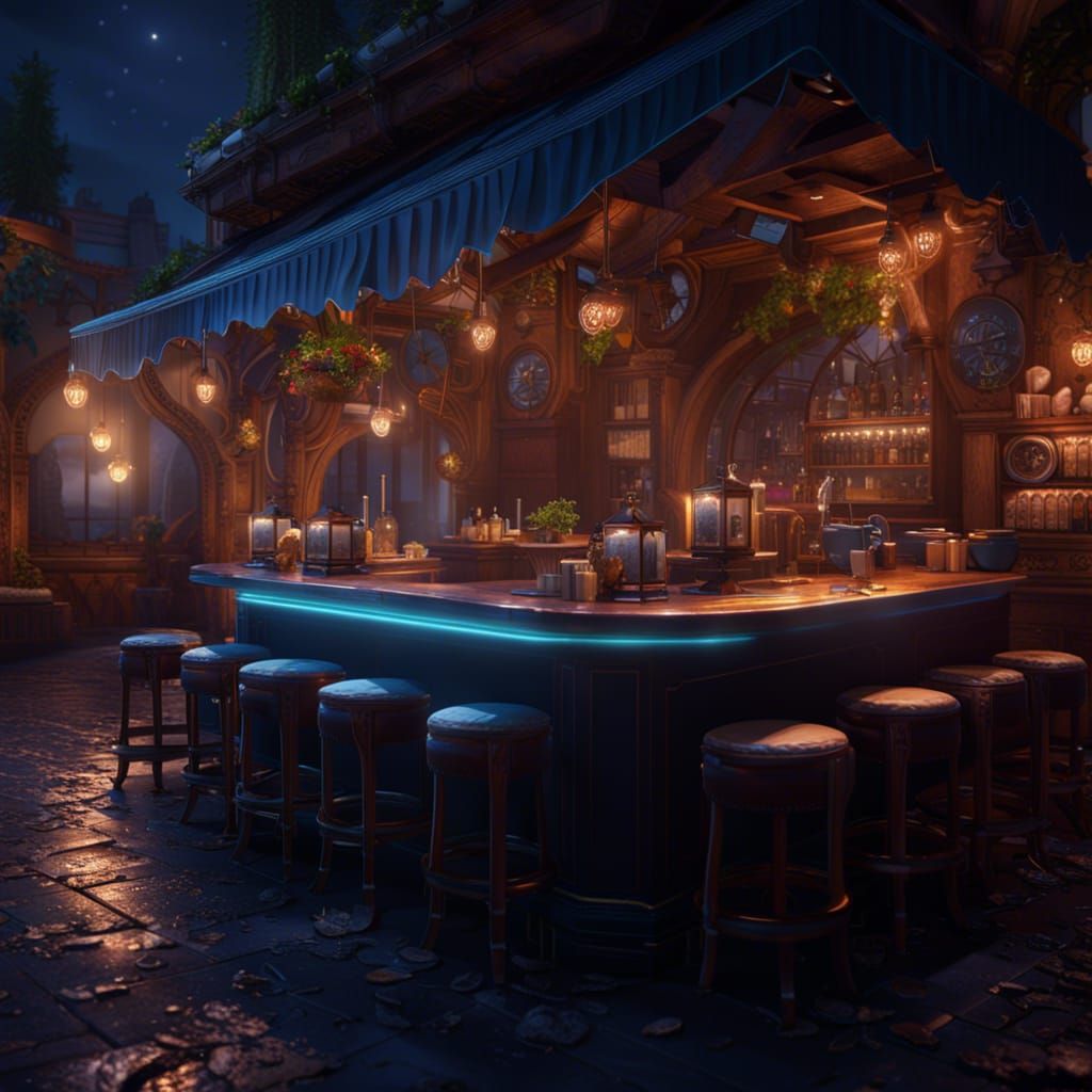 Fantastical Night Cafe in Deep Color