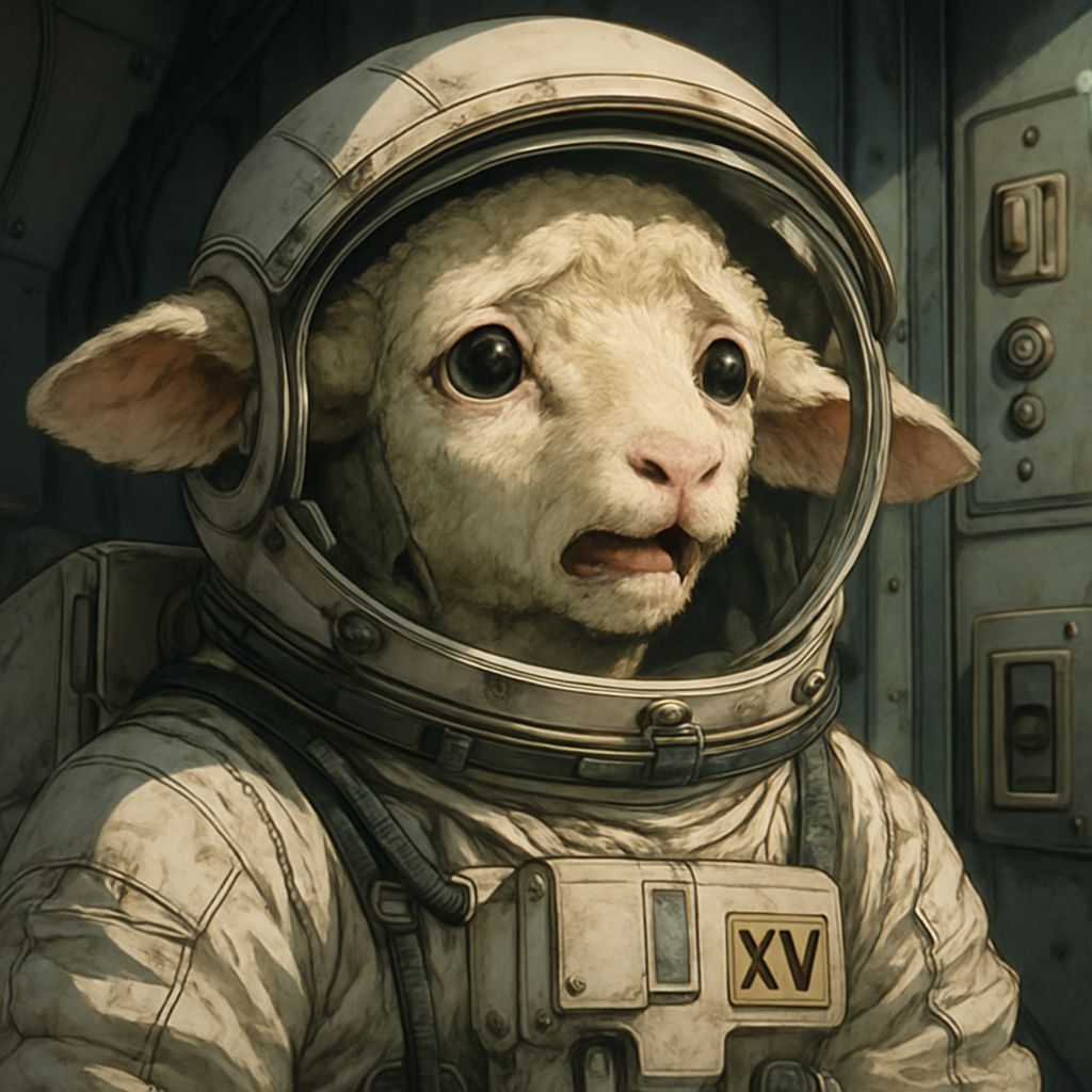 Lamb Sent to Space: Hyper-Realistic Anime Style