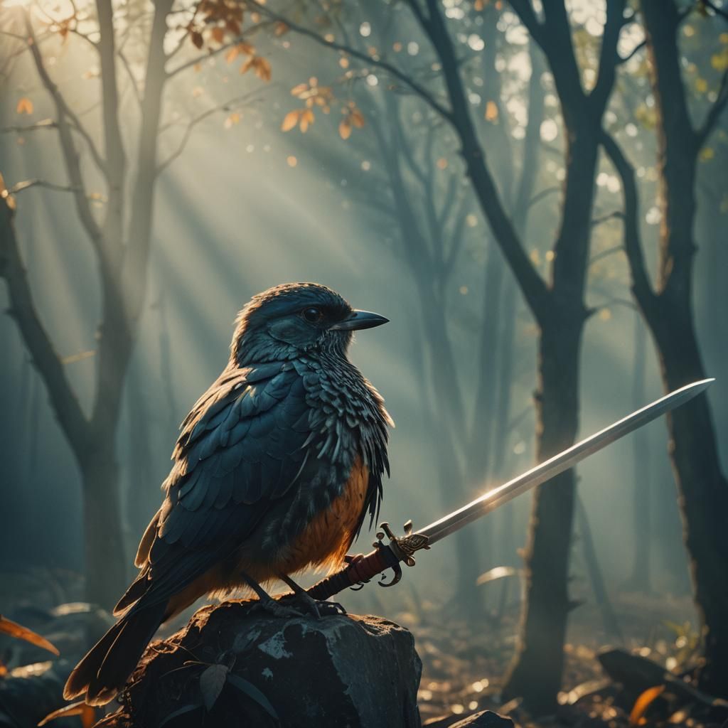 Heroic Bird Warrior in Cinematic Style