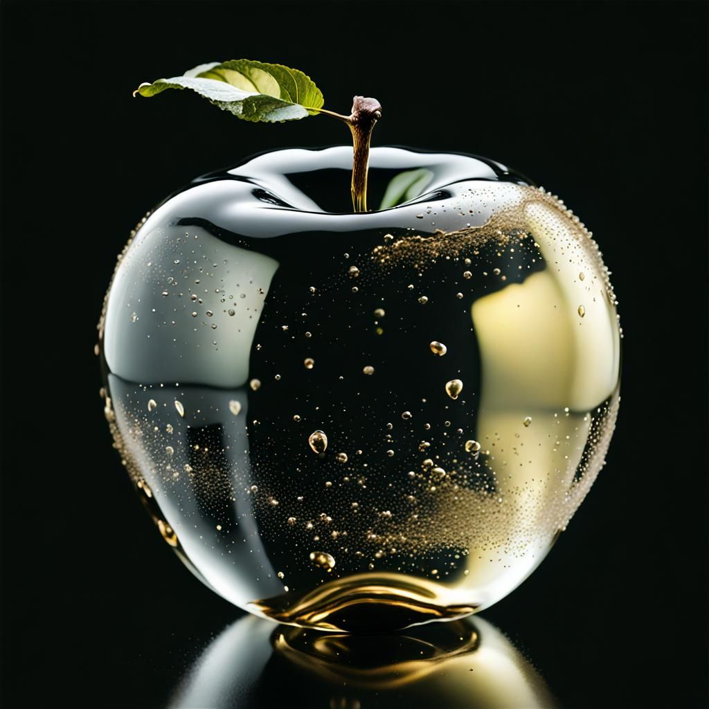 Translucent Glass Apple with Gold Highlights
