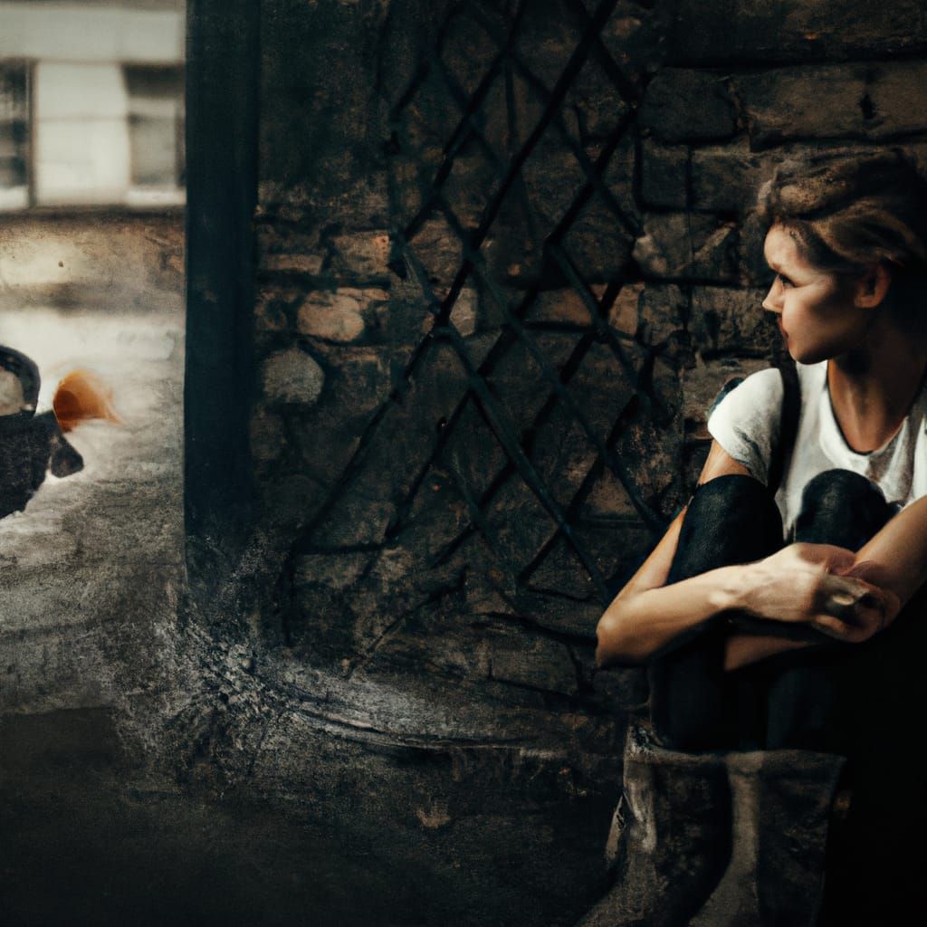 Cyberpunk Hero Hugs Girl in Mid-Air