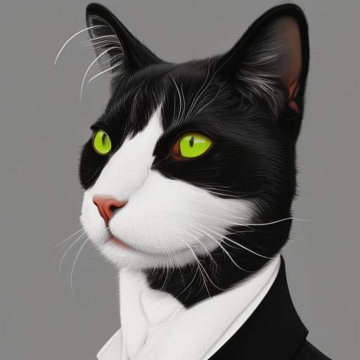 Black and white tuxedo cat
