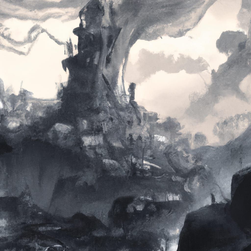 Gouache Horror Scene in Doré Style