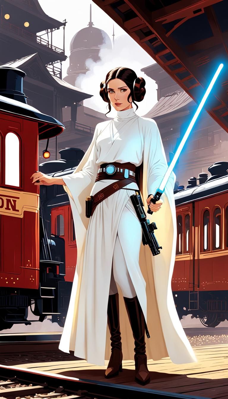 Cowgirl Princess Leia in Anime Style