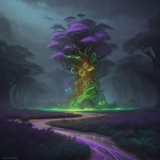 Musician in Mystical Forest: Fantasy Matte Painting