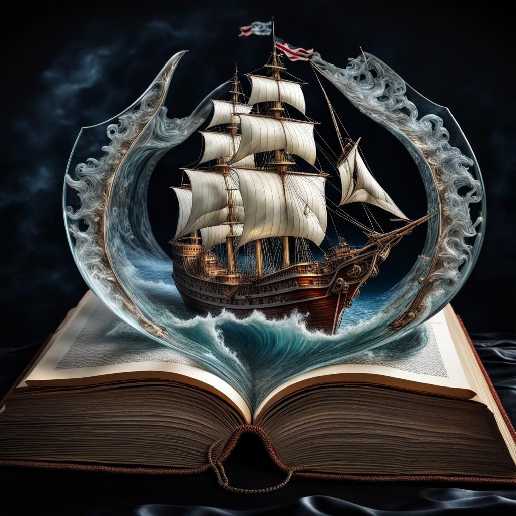 Glass Abalone Book: Kraken Attack on Pirate Ship