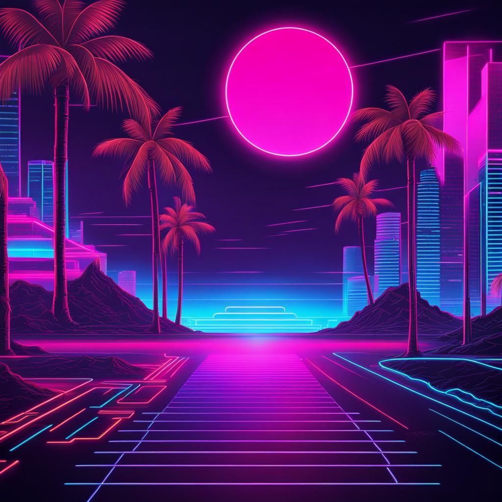 Synthwave Neon Retro Style Wallpaper