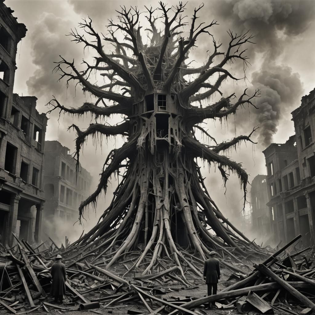 Chaotic Metallic World War Tree in Ruins