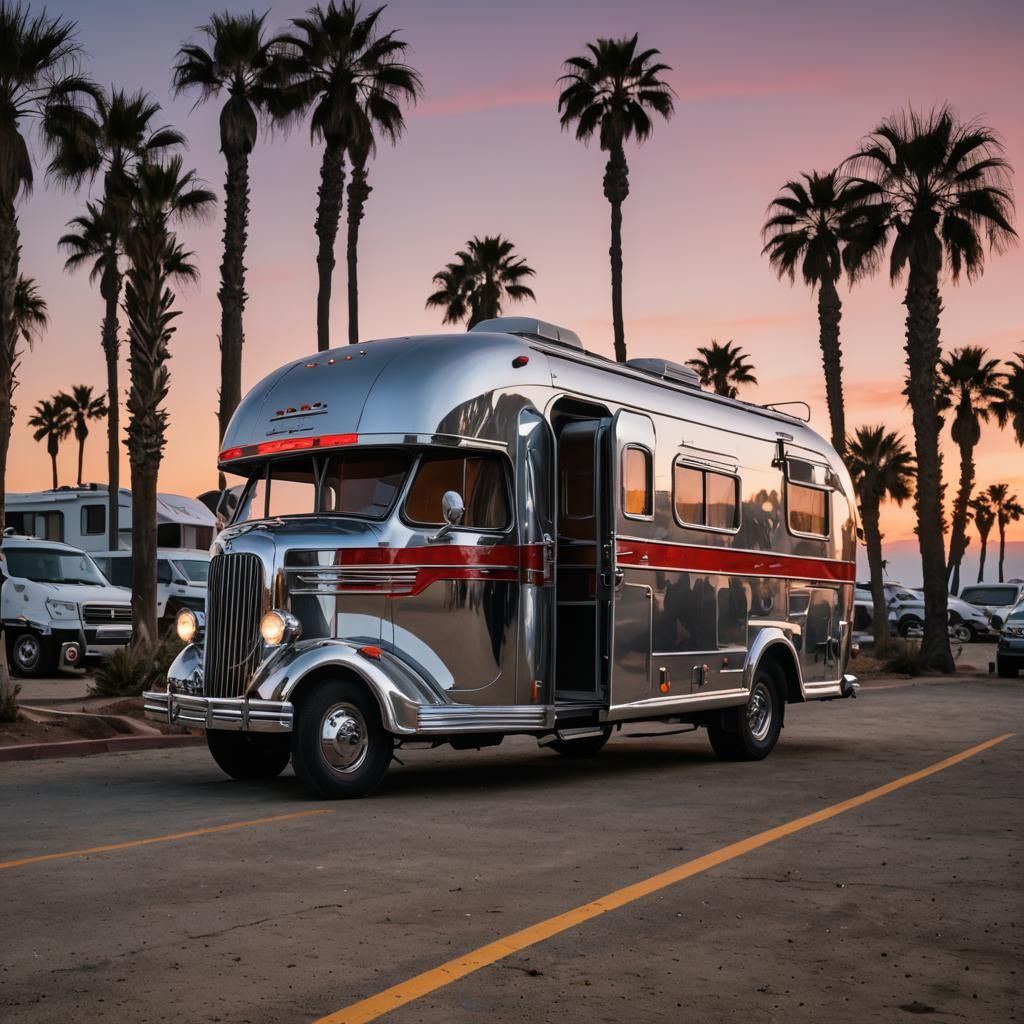 Art Deco Motorhome on California Coast