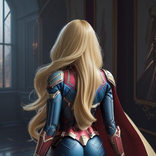 Floor Length Blonde Haircut in Detailed Matte Painting