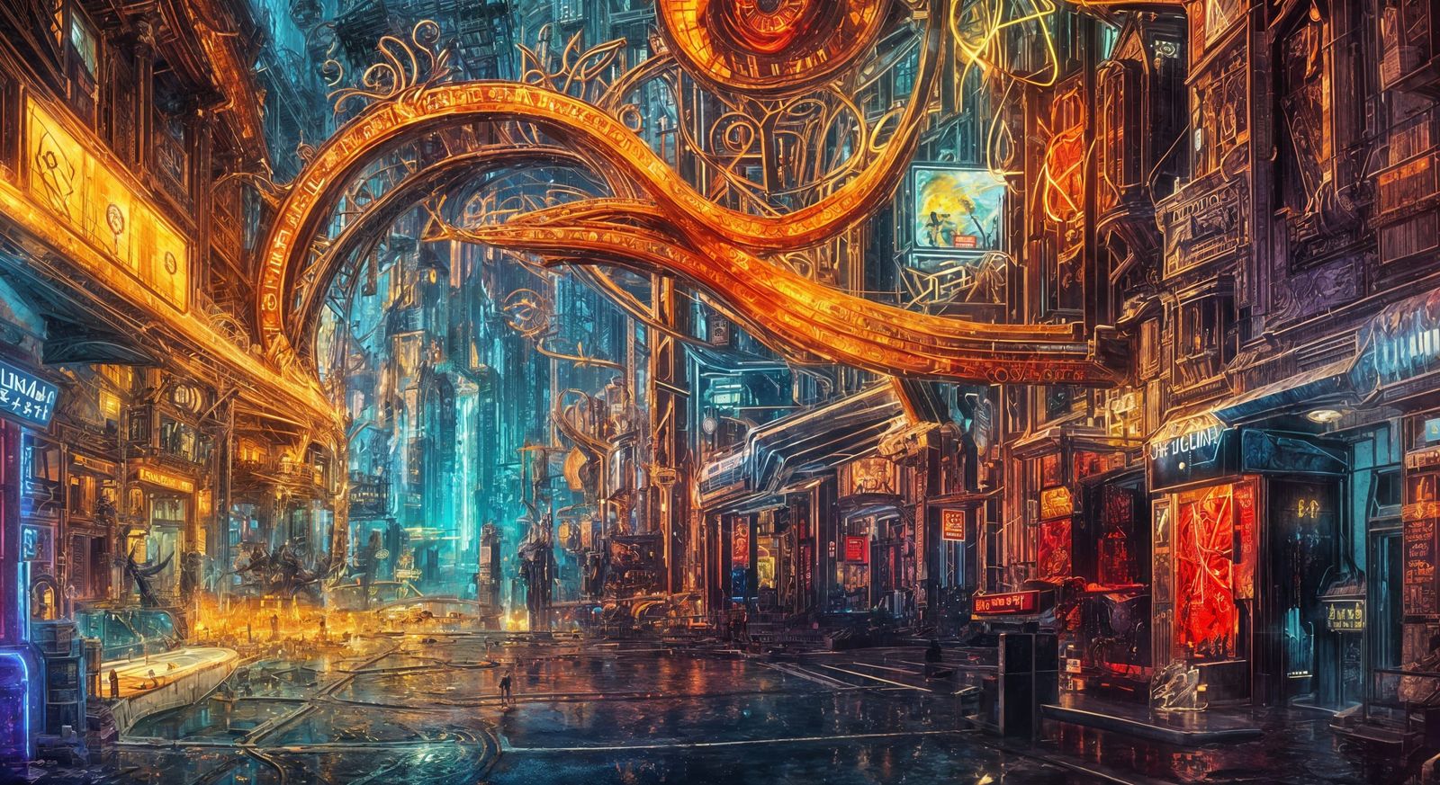 Cyberpunk Metropolis in Vibrant Neon Hues