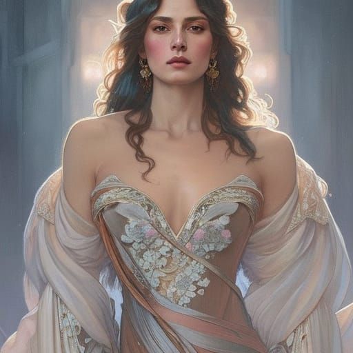 Woman in Silk Gown: A Hyperdetailed Fantasy Portrait