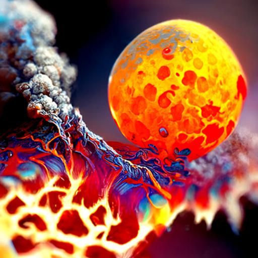 Cracked Moon Magma Illustration in Surreal Style