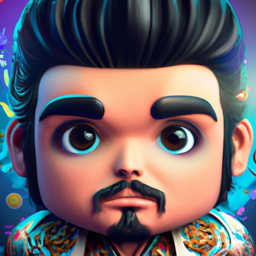 Pixar Elvis with a beard