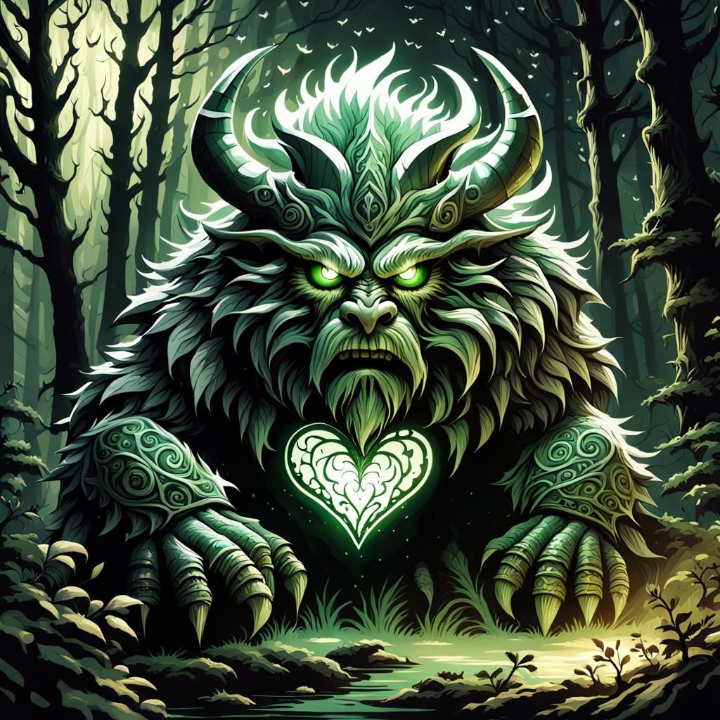 Menacing Dwarf Creature in Enchanted Forest