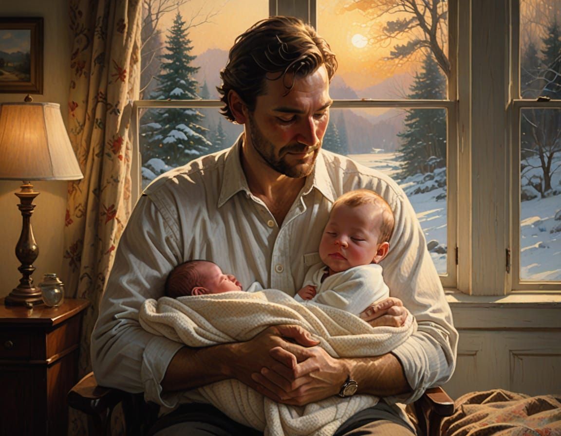 Newborn Baby's First Embrace in Warm Intimacy