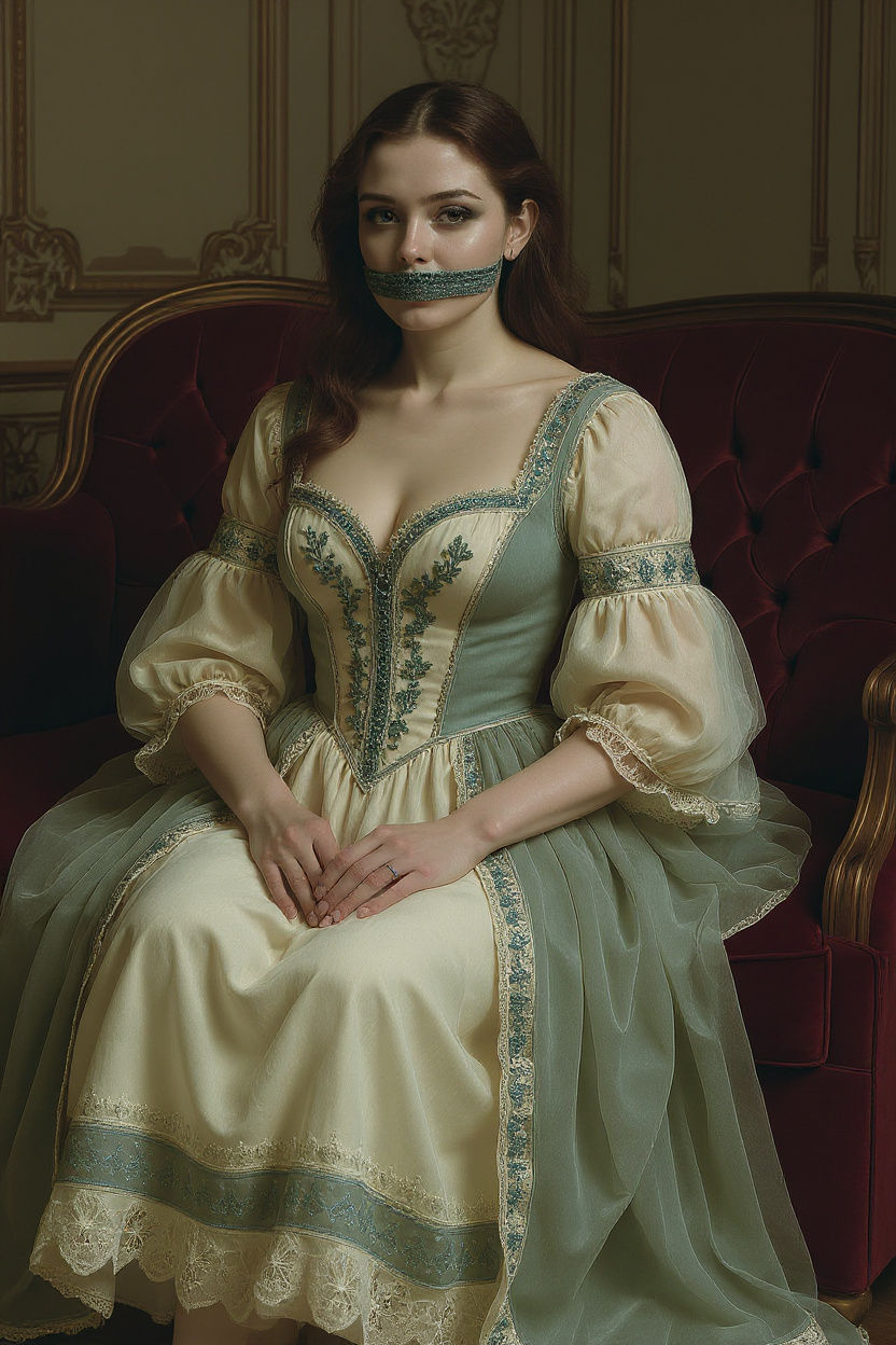 Elegant Portrait of a Silenced Beauty in Vermeer Style