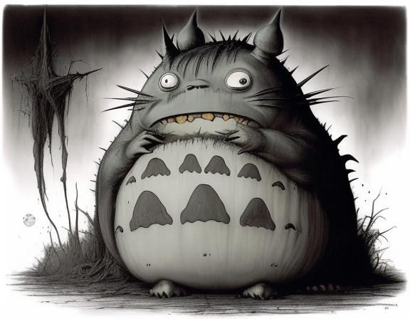 Horror Totoro Inspired by Doré and Gammell
