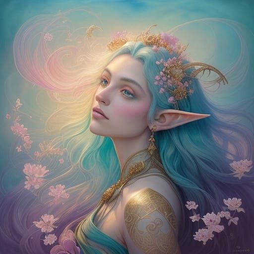 Surreal Fey Queen in Whimsical Watercolor Fantasy