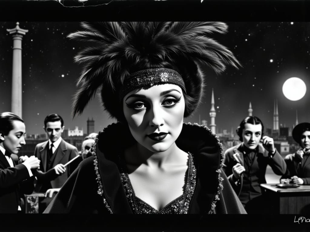 Berlin Cabaret Nightclub Poster in Weimar Expressionist Styl...