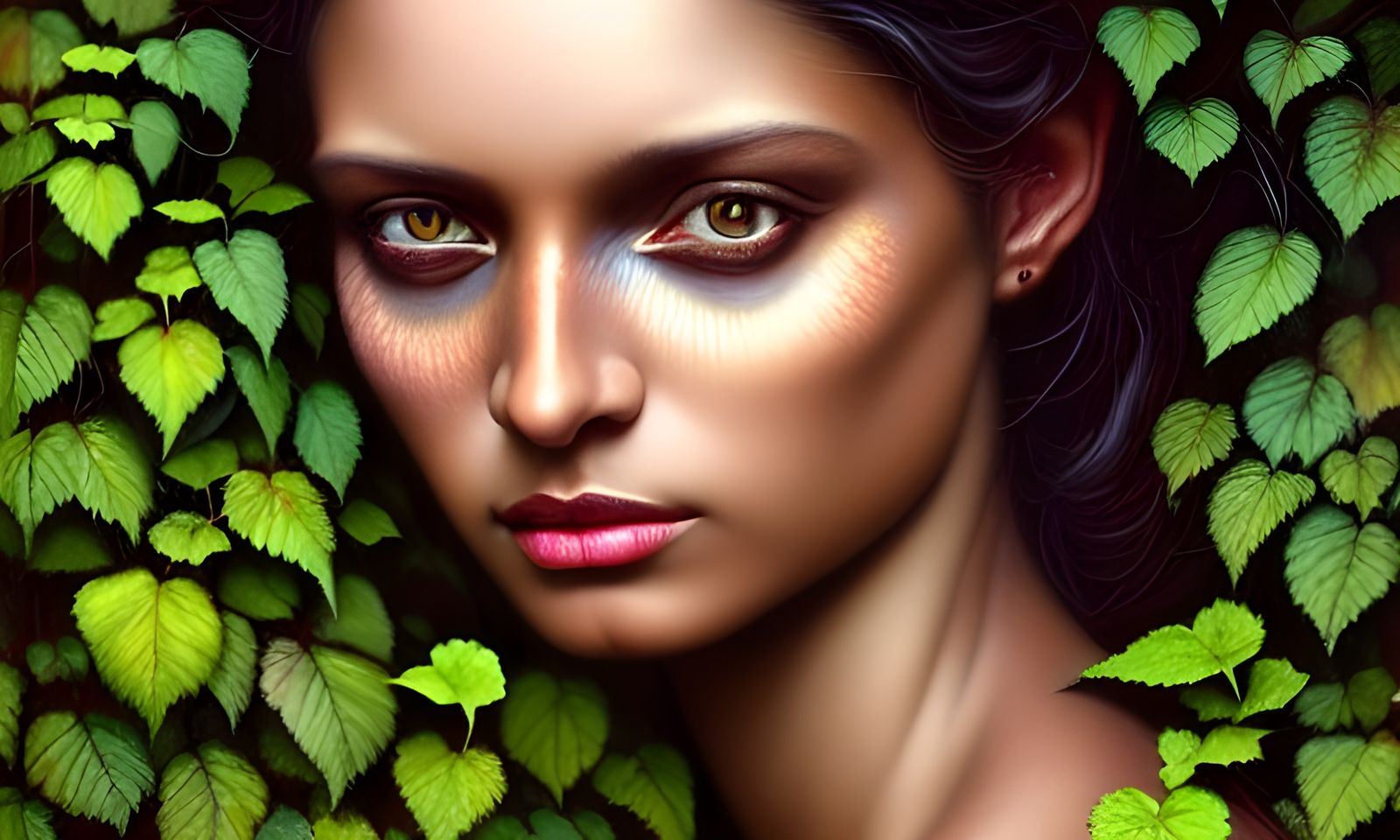 Beautiful Woman in Hyperrealistic Botanical Portrait