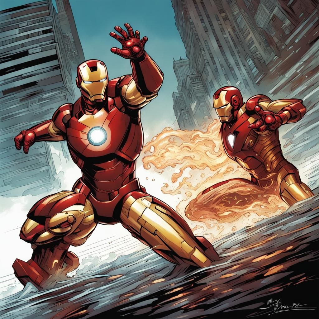 Ironman Dances Tango in Comic Book Art Style