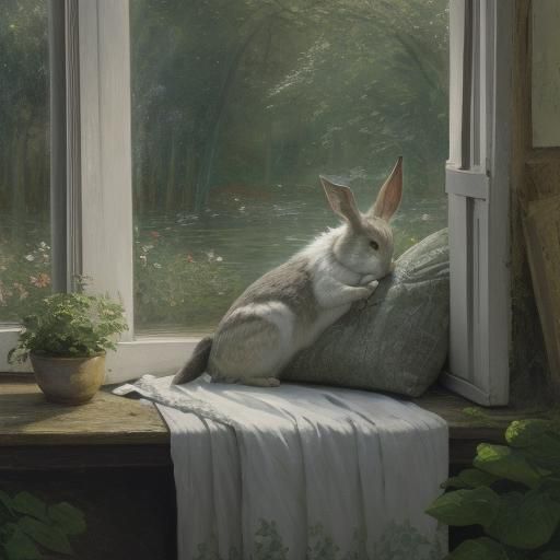 Celtic Rabbit in Gloomy Light, Impressionist Style