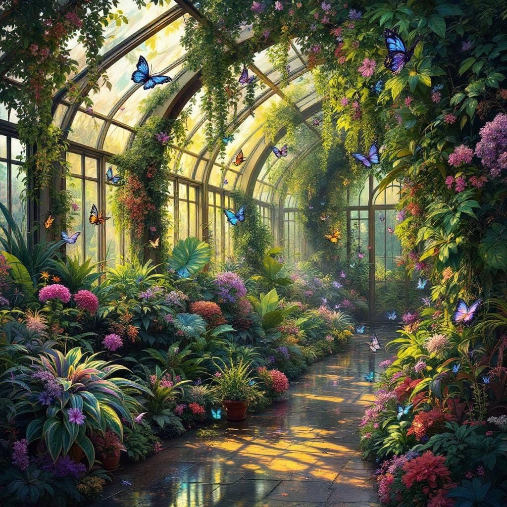 Iridescent Greenhouse in Art Nouveau Style