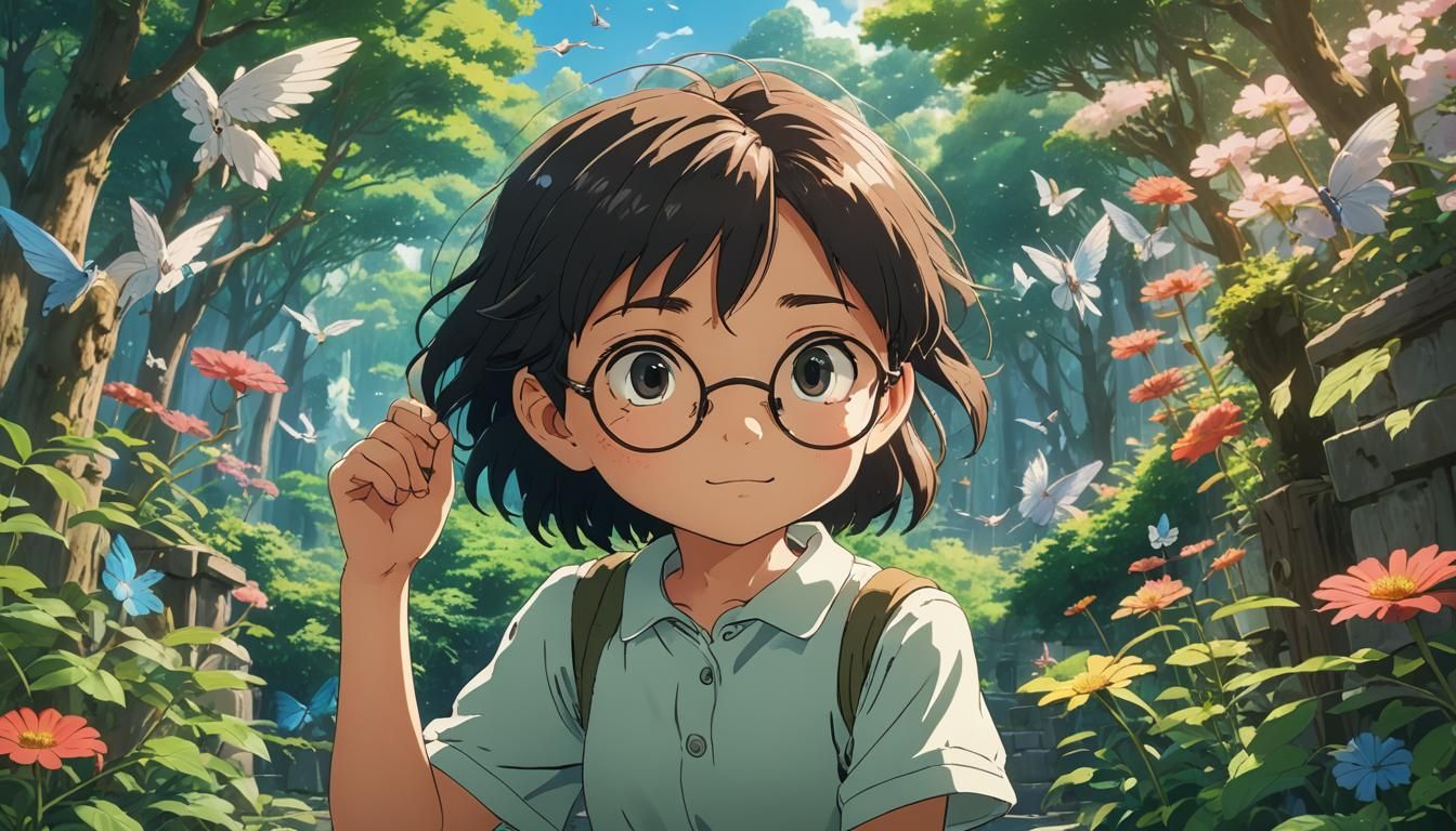 Anime Fairy with Glasses in Studio Ghibli Style