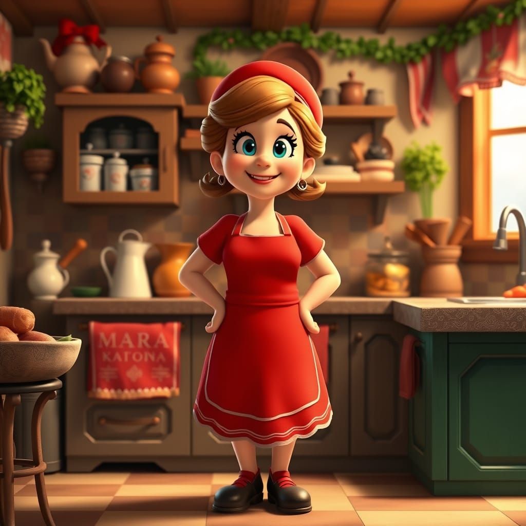Mama Mario in Pixar Style Kitchen