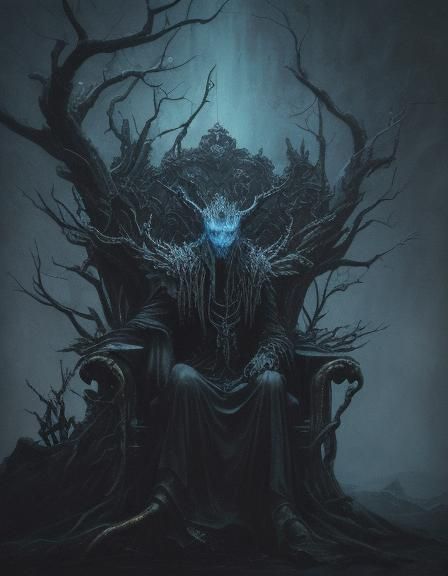 Eerie Surreal Portrait of Beelzebub on Throne