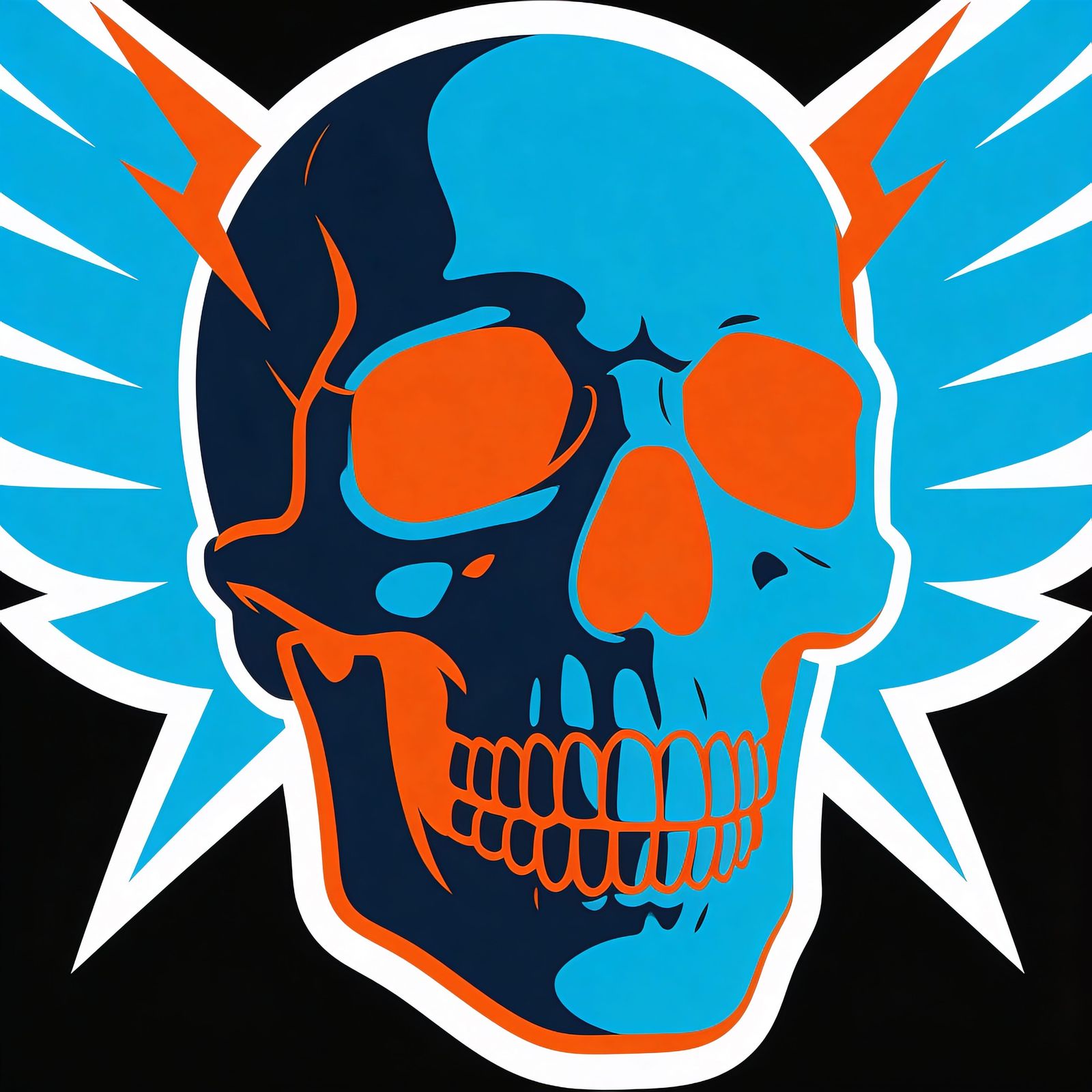 Edgy Biker Skull with Sharp Wings Vector Art