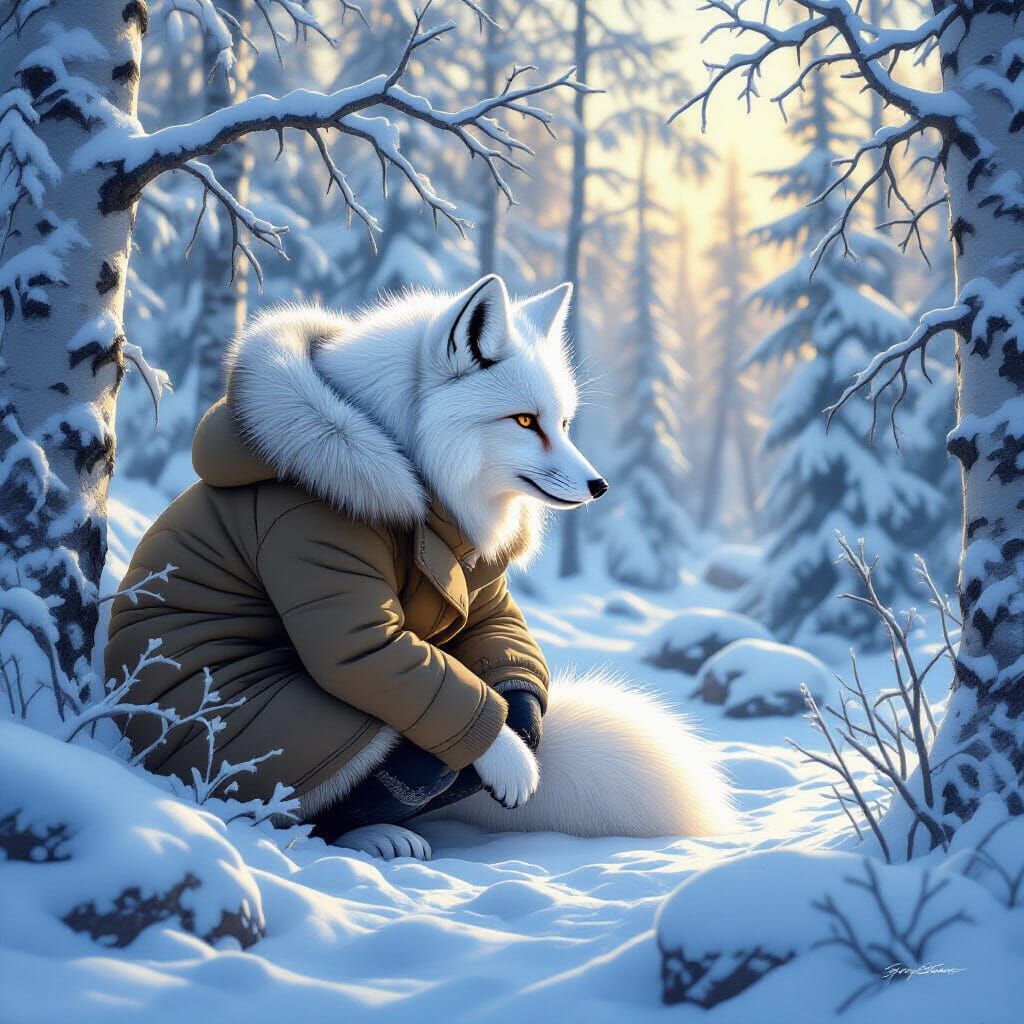 Arctic Fox Hunting in Winter: Matte Painting