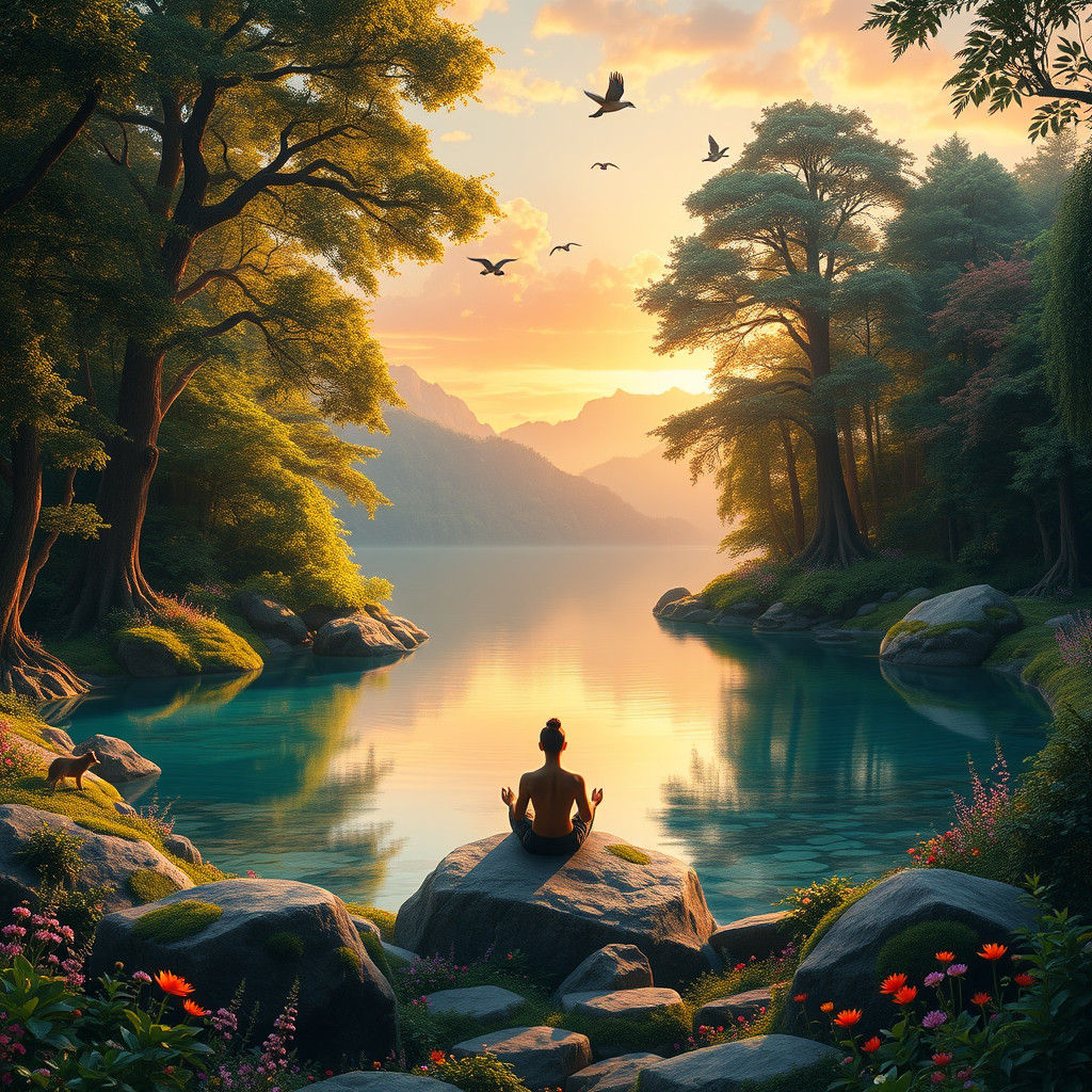 Lush Paradise Forest at Sunset: Spiritual Connection