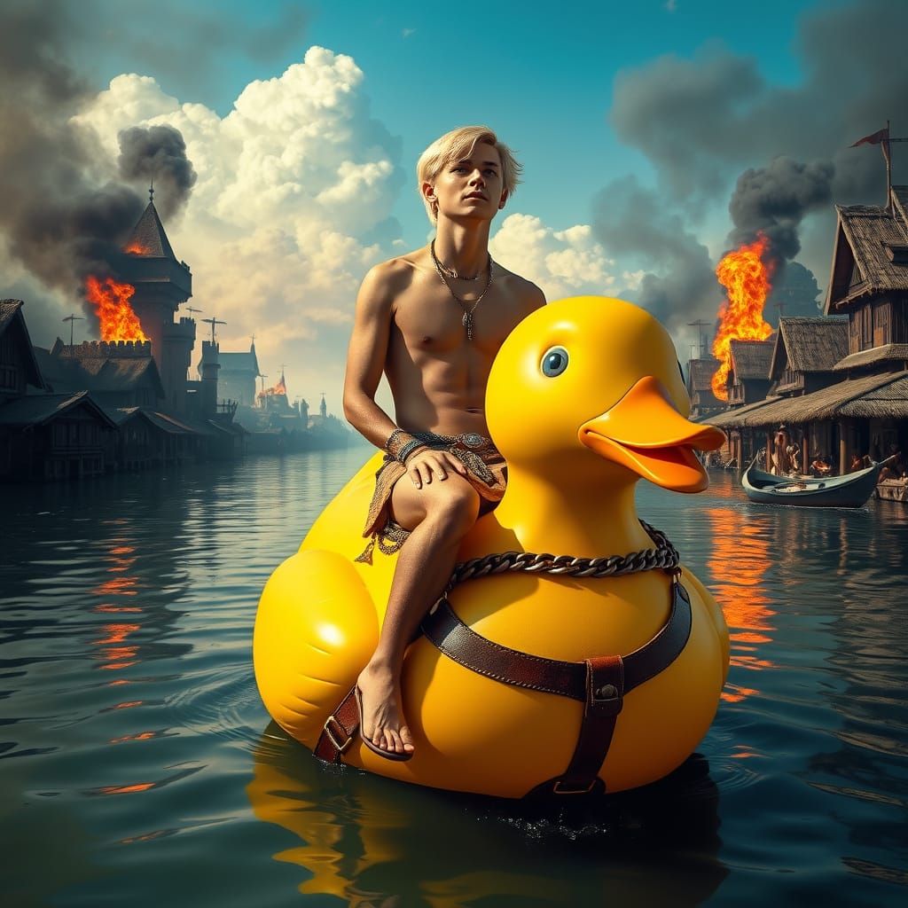 Barbarian Rider on Vibrant Rubber Duck