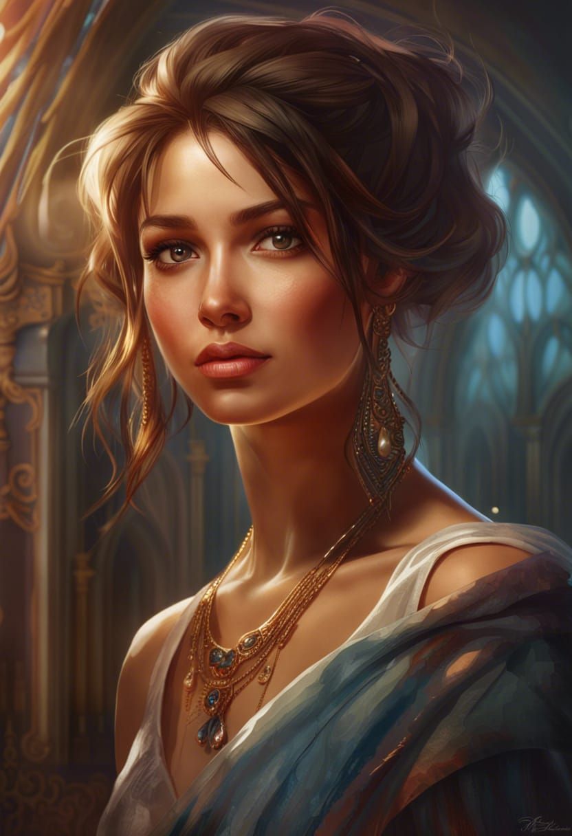 Beautiful Woman Portrait in Hyperdetailed Style