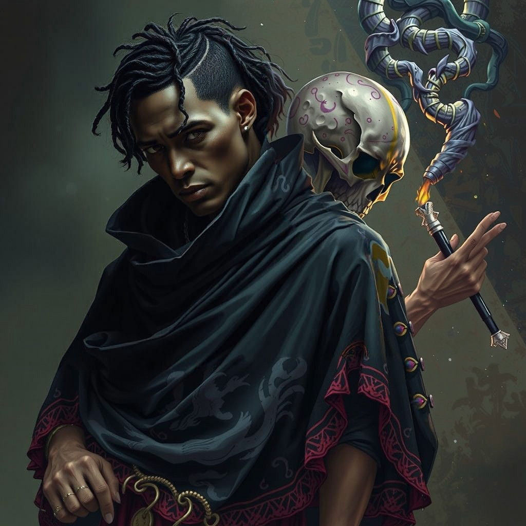 Baron Samedi's Mystical Guardian in Voodoo Ritual Attire