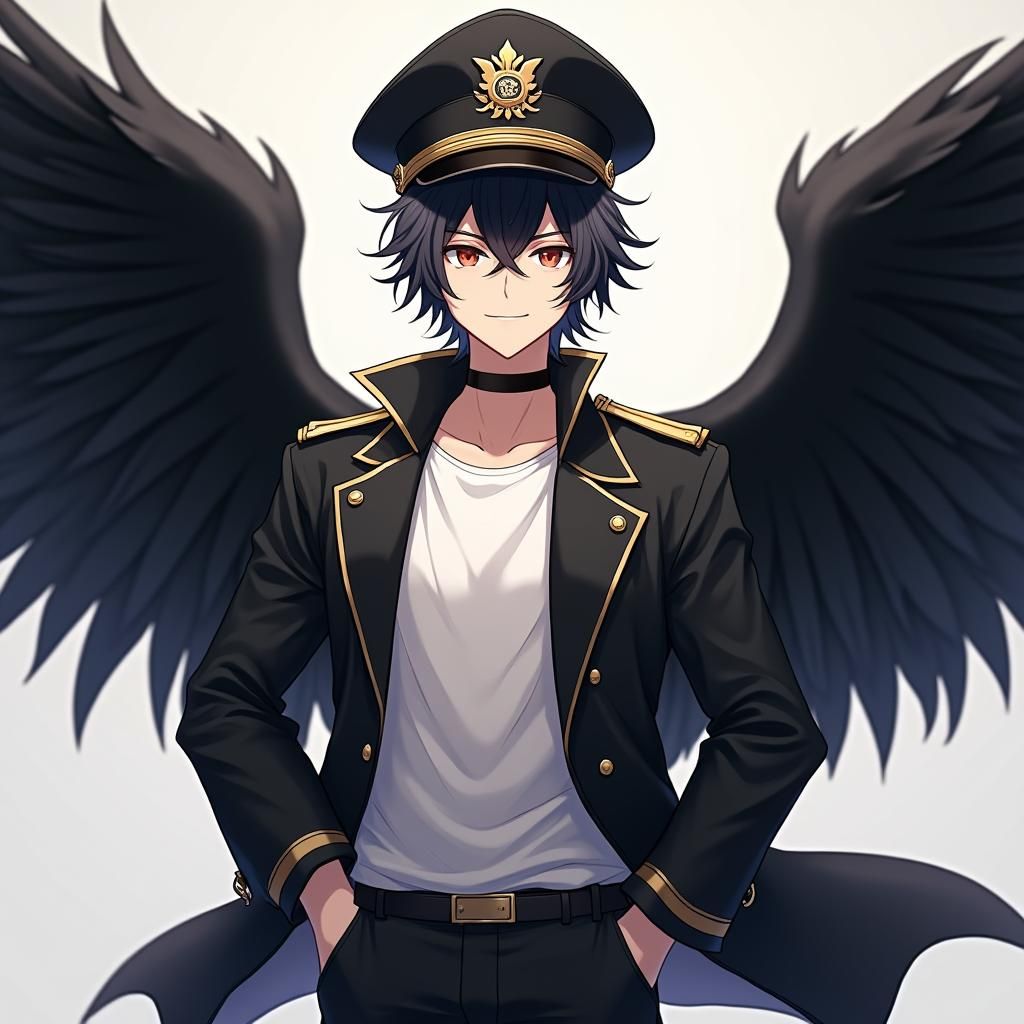 Anime Emo with Black Wings in 3D Art Style